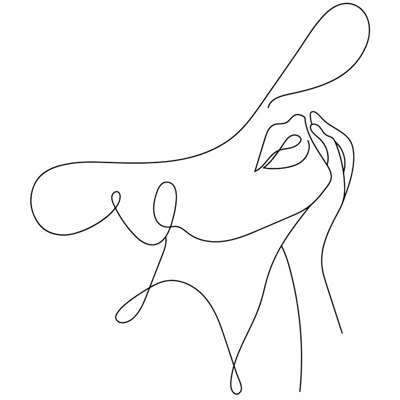 Πίνακας σε καμβά Line Art Woman with Hat